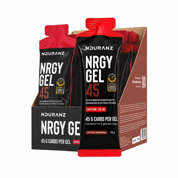 Nduranz Nrgy Gel 45 su kofeinu – energetinis gelis, pakuotė 16 vnt.