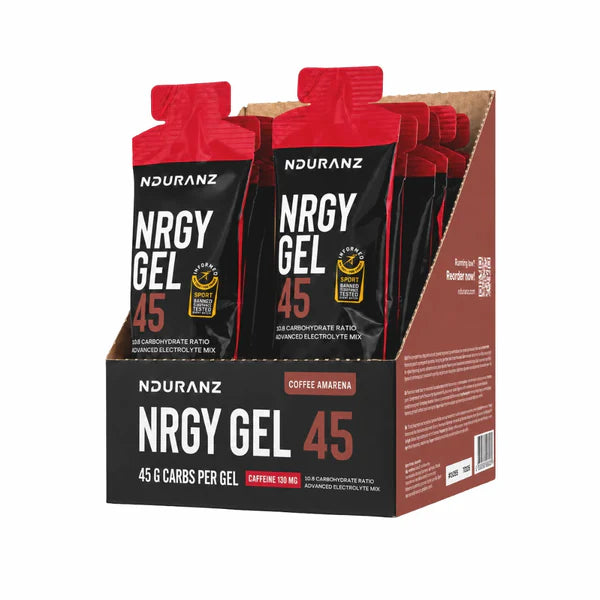 Nduranz Nrgy Gel 45 su kofeinu – energetinis gelis, pakuotė 16 vnt.